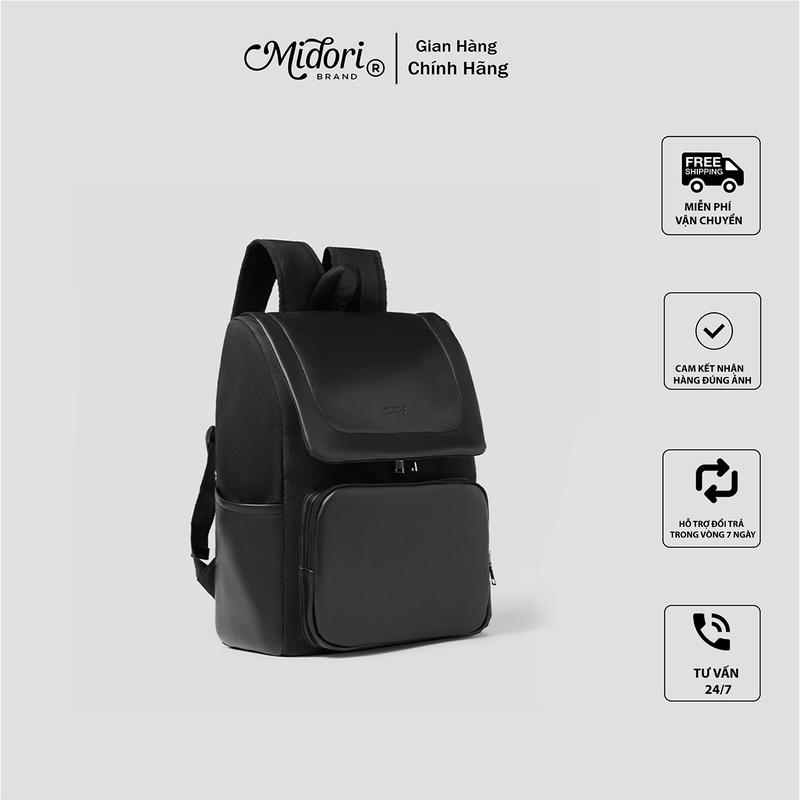 Balo Phối Da PAIX Đi Học Nam Nữ Đựng Laptop Thời Trang Unisex Chống Nước | Local Brand MIDORI STUDIO OFFICIAL
