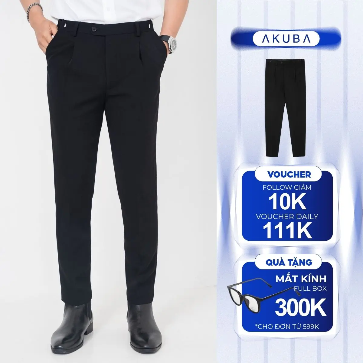 [ TRỢ GIÁ 20K ] Quần tây âu công sở nam AKUBA, nút gài điều chỉnh, chất vải chống nhăn, form slimfit | 01K0766