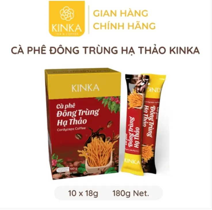 KINKA - Cà phê Đông Trùng Hạ Thảo 180g (10 gói x 18g)