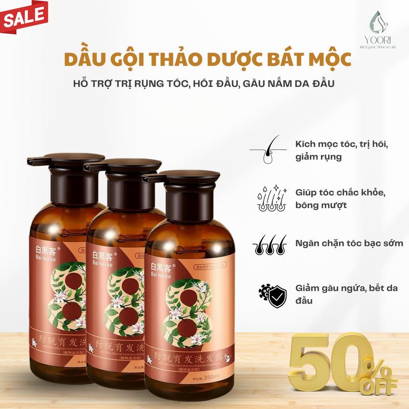 [COMBO 3] 3 CHAI TẶNG 1 CHAI Dầu gội thảo dược Bát Mộc 350ml - Hỗ trợ mọc tóc, giảm rụng tóc, giảm nấm gàu, thảo dược tự nhiên an toàn lành tính
