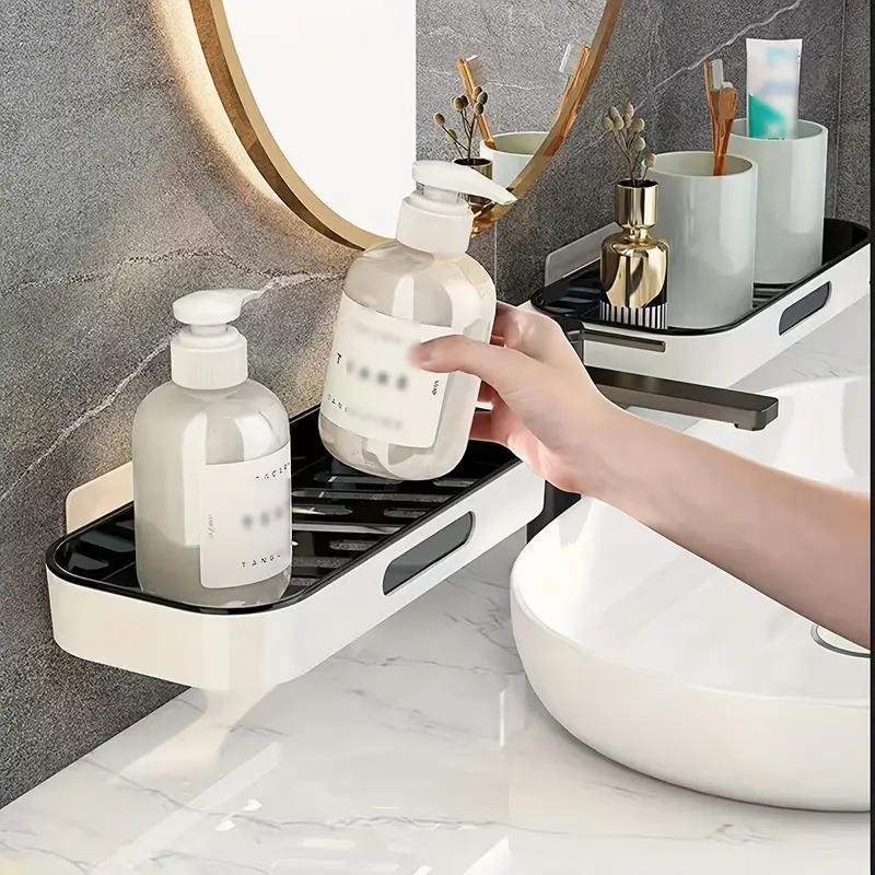 Rotatable Storage Rack, 1 Count Wall Mounted Storage Shelf, Hanging Shower Caddy, Bathroom Organizer, Wall Mounted Shower Organizer, Bathroom Accessories 5