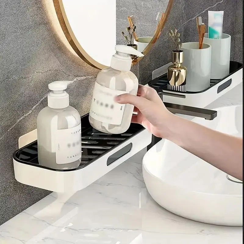 Rotatable Storage Rack, 1 Count Wall Mounted Storage Shelf, Hanging Shower Caddy, Bathroom Organizer, Wall Mounted Shower Organizer, Bathroom Accessories 5