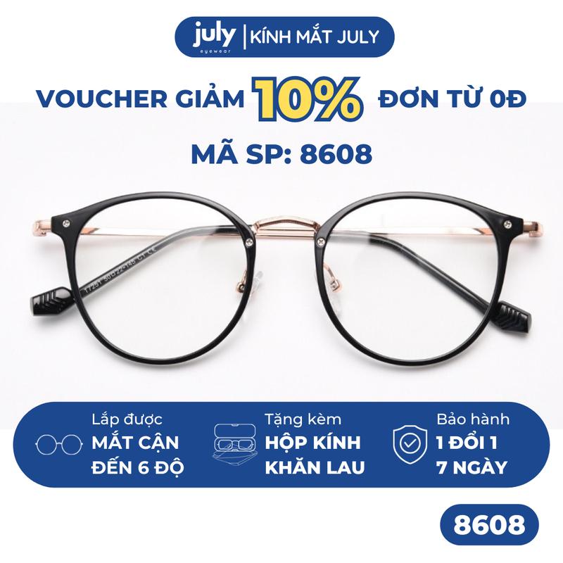 Gọng kính cận nữ oval kim loại phối nhựa phong cách Hàn Quốc dễ đeo hợp với nhiều dáng mặt 8608 Mắt Kính Voi trắng Tết kính  tròn bầu dục