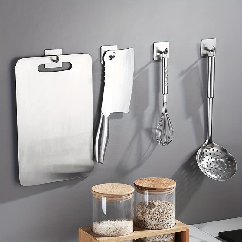 1/2/4/6/12pcs Heavy Duty Adhesive Hooks, Towel Hooks, Stick On Hooks, Wall Hangers, Waterproof Stainless Steel Sticky Hooks For Bathroom Kitchen Home 3