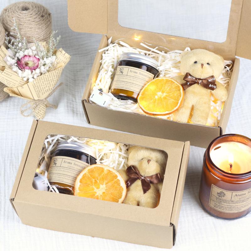 Hộp quà tặng nến thơm và túi thơm, set quà tặng người yêu, bạn bè kèm thiệp, hoa khô - SQ4