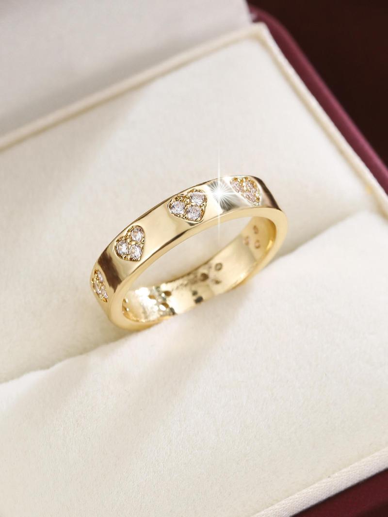 Product Introduction of Sweet Love Design Artificial Zircon Inlaid Ring, Fashion Accessories for Women for Party, Daily Clothing Decor, Trendy All-match & Exquisite Jewelry for Birthday Gift 8