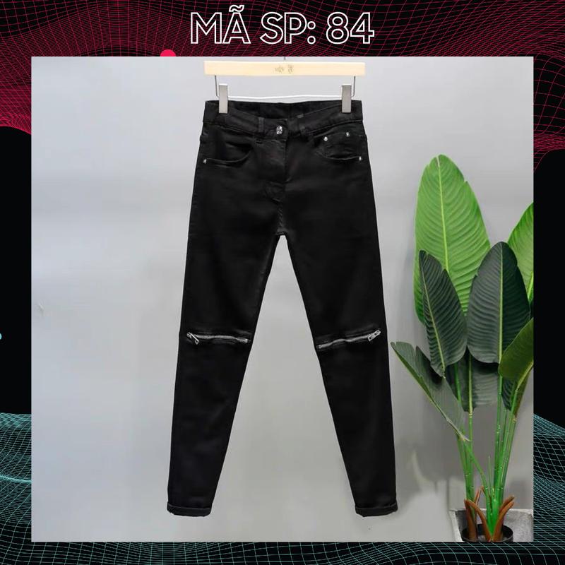  Quần jean dài màu đen khóa gối cho nam chất liệu jean co giãn nhẹ DN84 form skinny Menswear Pants Có Túi 