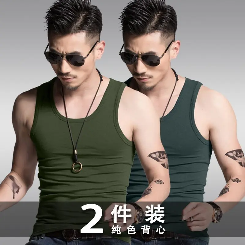 Áo Vest Nam, Áo Phông Trơn Bộ 2 Món, Cơ Sở Mùa Hè Hợp Xu hướng Áo Mỏng Dáng Ôm Thể Dục, Thích Hợp Cho Thể Thao 0