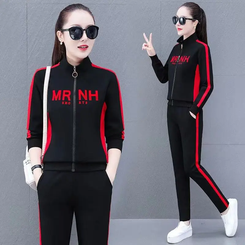 Bộ Đồ Tập Thể Dục Thường Ngày Thời Trang, Dành Cho Nữ, Hàng Mới Về Mùa Thu, Phong Cách Hàn Quốc, Dáng Rộng Vừa Vặn, Ngoại Cỡ, Áo Khoác Thường Ngày Bộ Đồ Chạy Bộ, Bộ Đồ Hai Mảnh, Thời Trang