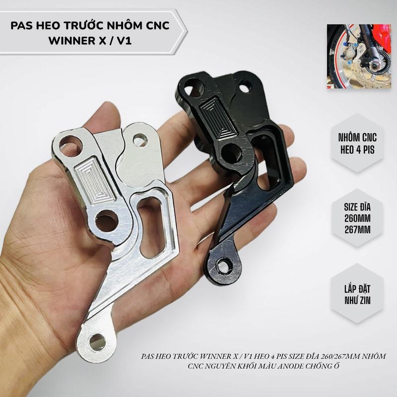 Pas heo trước WINNER X V1 heo 4pis size đĩa 260 267mm nhôm cnc nguyên khối màu anode chống ố lắp đặt như zin Phụ Tùng