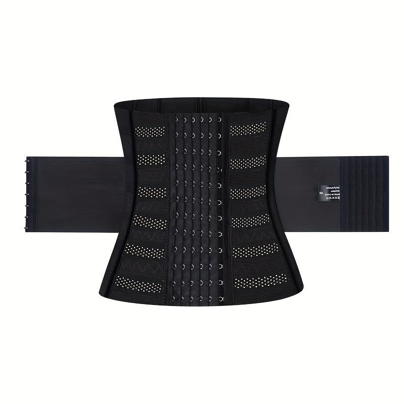 Men's High Waist Fitness Waist Trainer, 1 Count Solid Color Adjustable Hook & Eye Waist Cincher, Tummy Control Shaper, Workout Support, Sports & Outdoor Accessories 4