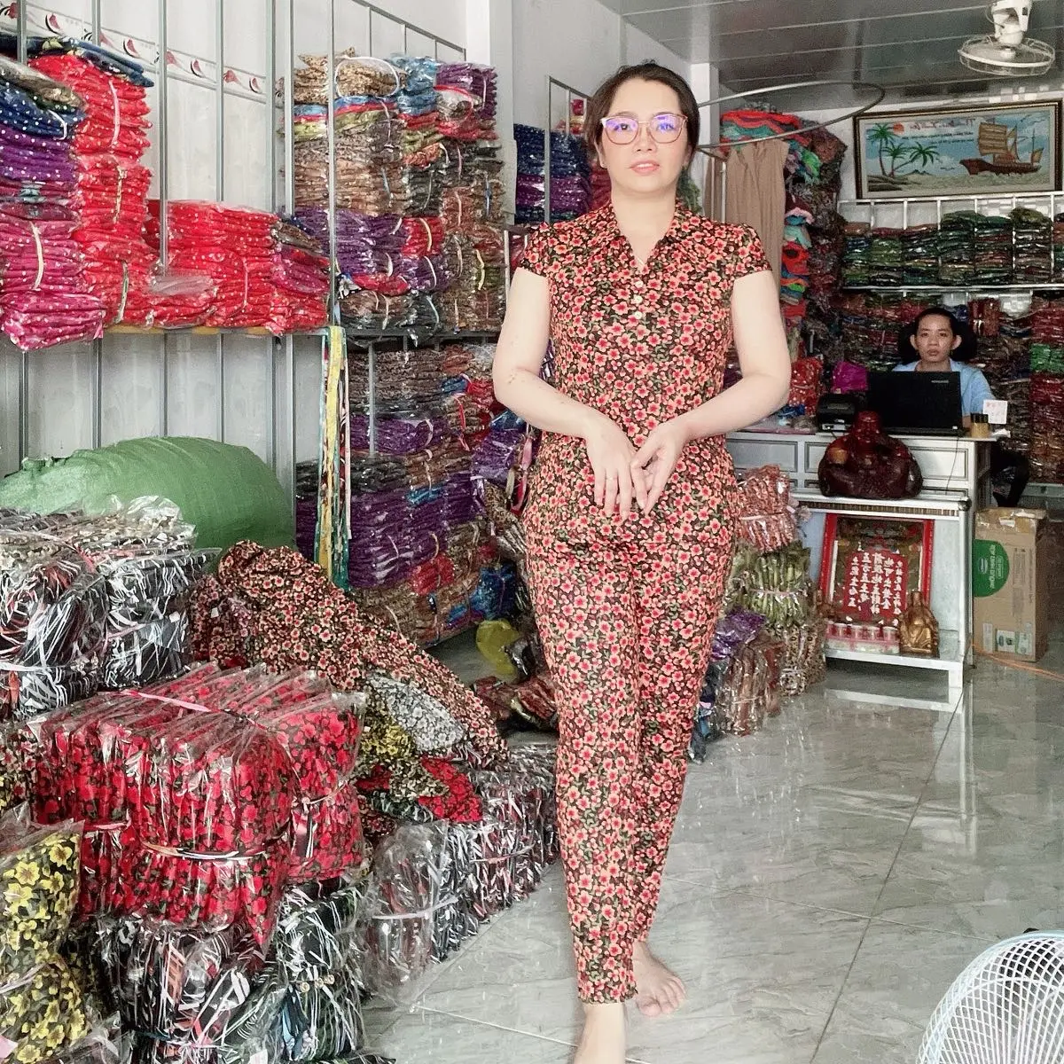 Đồ bộ (CÁNH ÉN) quần dài áo có tay thun cát Misa 45-70kg - Women, Nữ