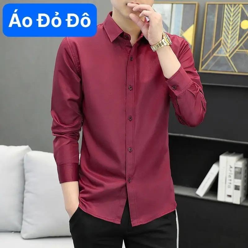 Áo Sơ Mi Dài Tay Lụa Thái Cao Cấp form Slim Fit Co Giãn Nhẹ 5