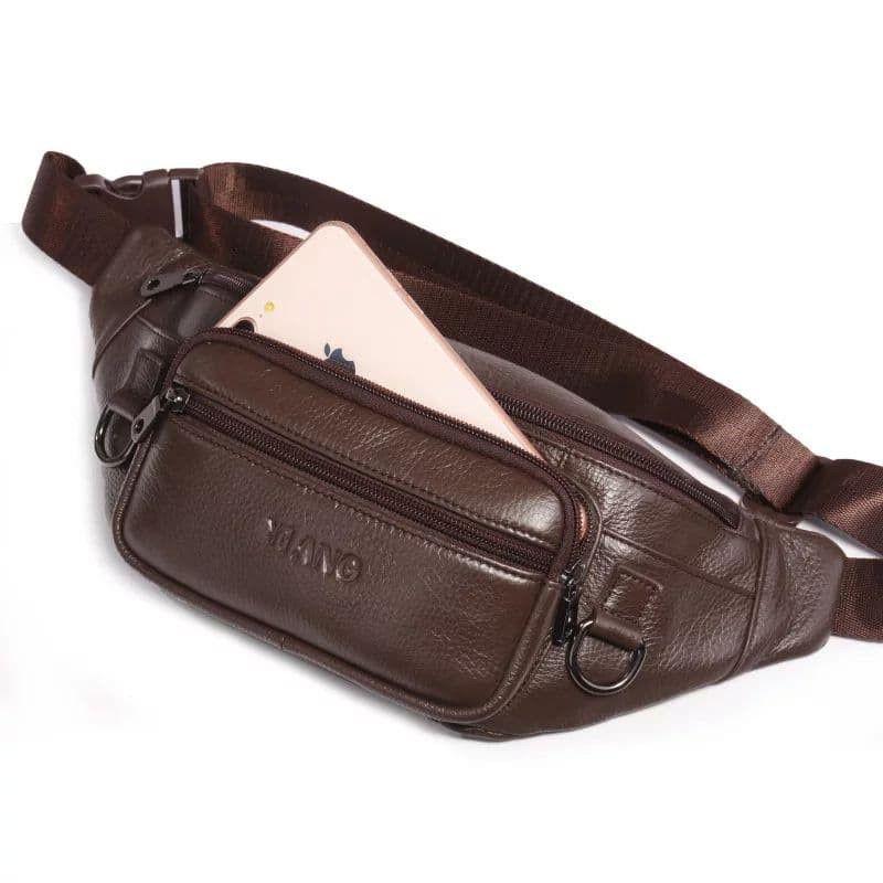 Waist Bag Pria Tas Slempang Pinggang Kulit Sintetis Tebal Import waterproof Waistbag 4