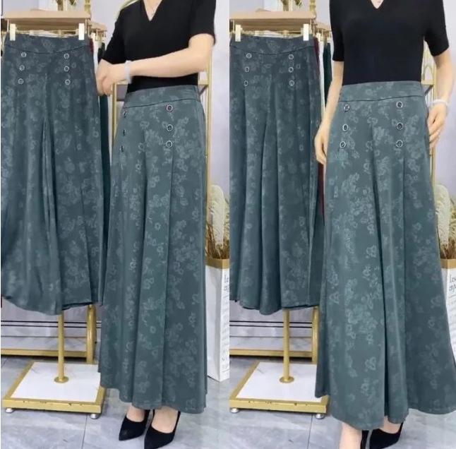 Product Introduction of Quần Culottes Vải Jacquard, Ngoại Cỡ, Quần Ống Rộng Cropped Cho Mẹ, Quần Nữ Mùa Hè Mới, Váy Quần Mỏng, Quần Xếp Ly, Phong Cách Thường Ngày 3
