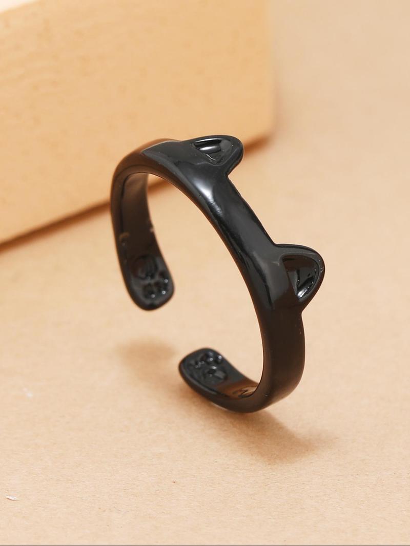 Product Introduction of Cute Cat Design Cuff Ring, Fashion Accessories for Women & Men, Trendy All-match & Exquisite Jewelry for Birthday Gift 2