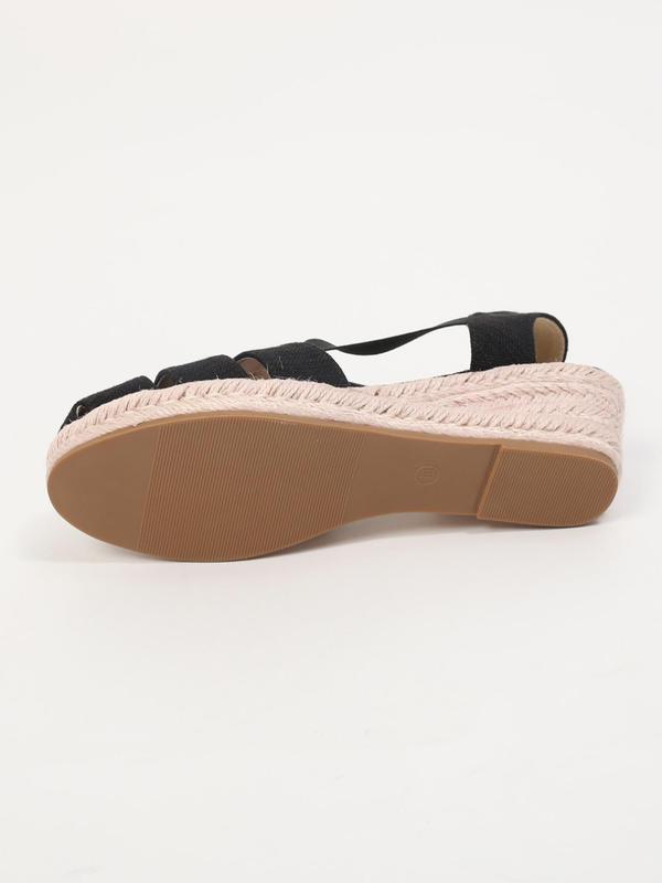 Women's Summer 2024 Fashionable Solid Color Wedge Sandals, Casual Comfortable Slip on Sandals for Summer, Matching Simple Shoes for Outdoor 1