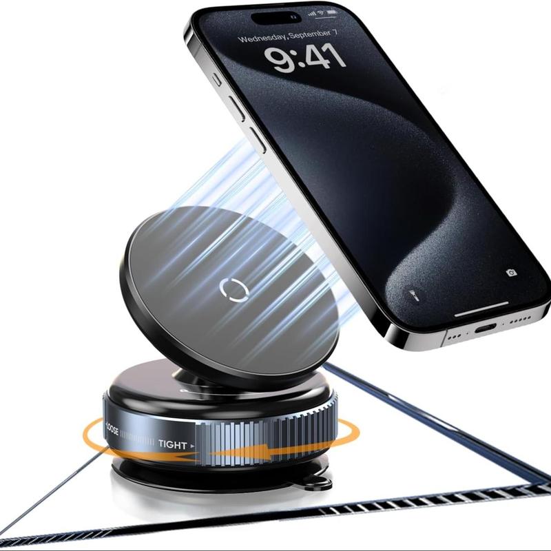 Vacuum Magnetic Suction Phone Mount, Magnetic Car Phone Holder, Car Accessories for iPhone 16 15 14 13, Ideal for Gym/Mirror/Shower/Smooth Surface, Car Essentials 2