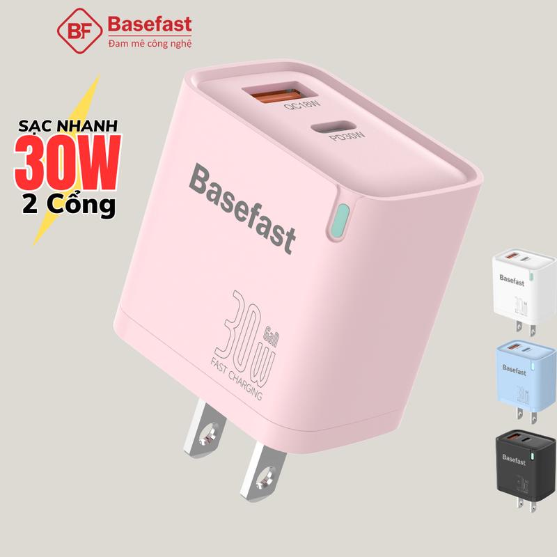  Củ sạc nhanh 30W Basefast cốc sạc 2 cổng USB - TYPE C Chống quá tải nhiệt cho samsung oppo ip Máy tính bảng ... 