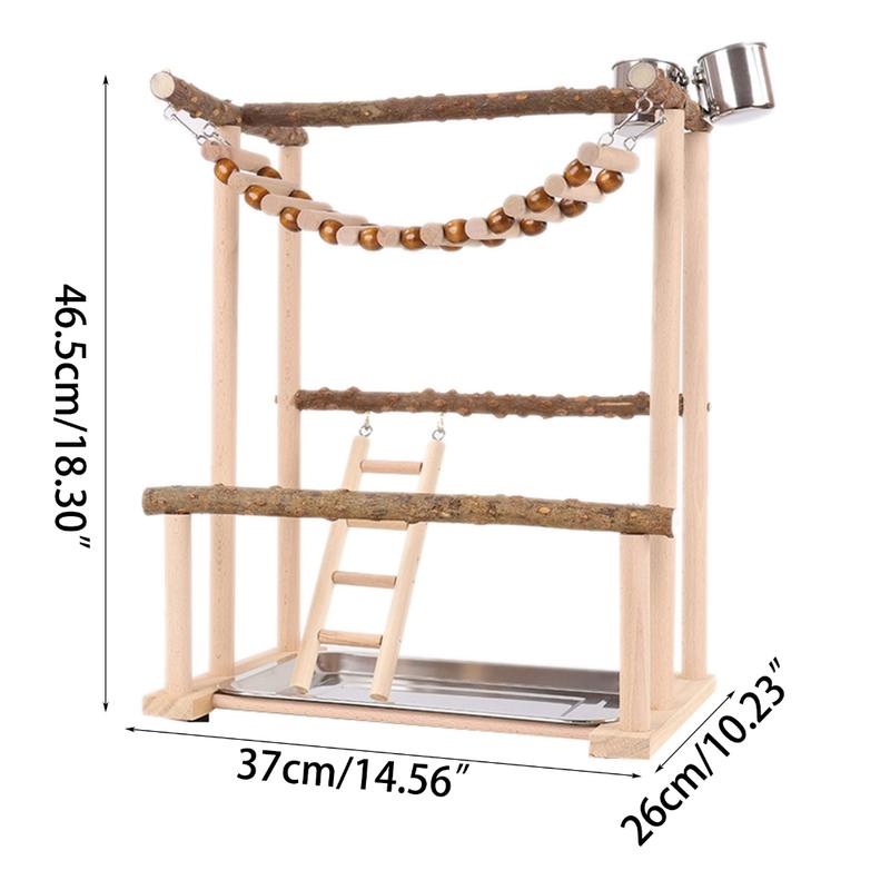 Product Introduction of HEHUS Lovebirds Budgies Cage Perch Stand with Toy Swing Bridge Climbing Toy Set 0