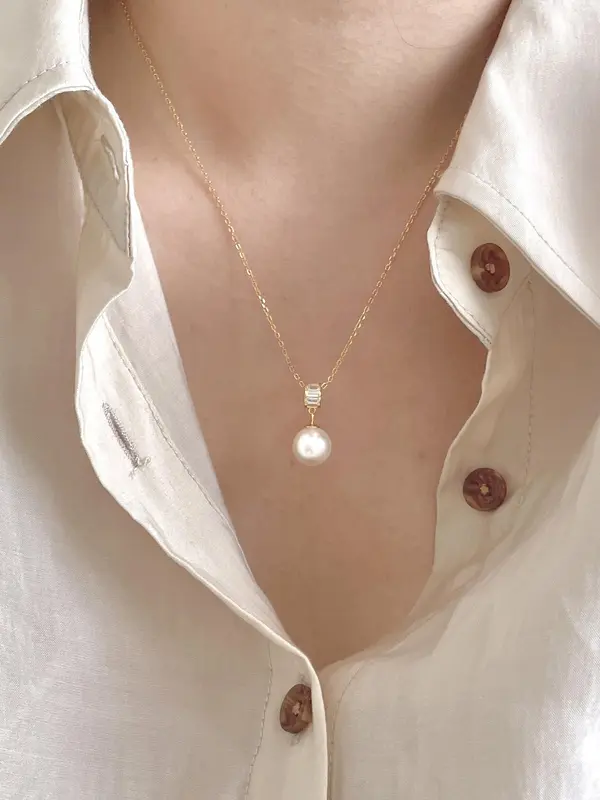 S925 Sterling Silver Faux Pearl Decor Necklace for Women, Fashion Jewelry for Party, Daily Clothing Decor, Trendy All-match & Exquisite Jewelry for Birthday Gift 2