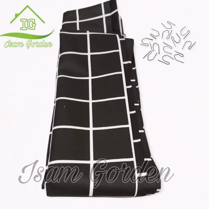 Gorden Plisket Katun Motif Kotak untuk pintu dan jendela kain benang Dekorasi 7