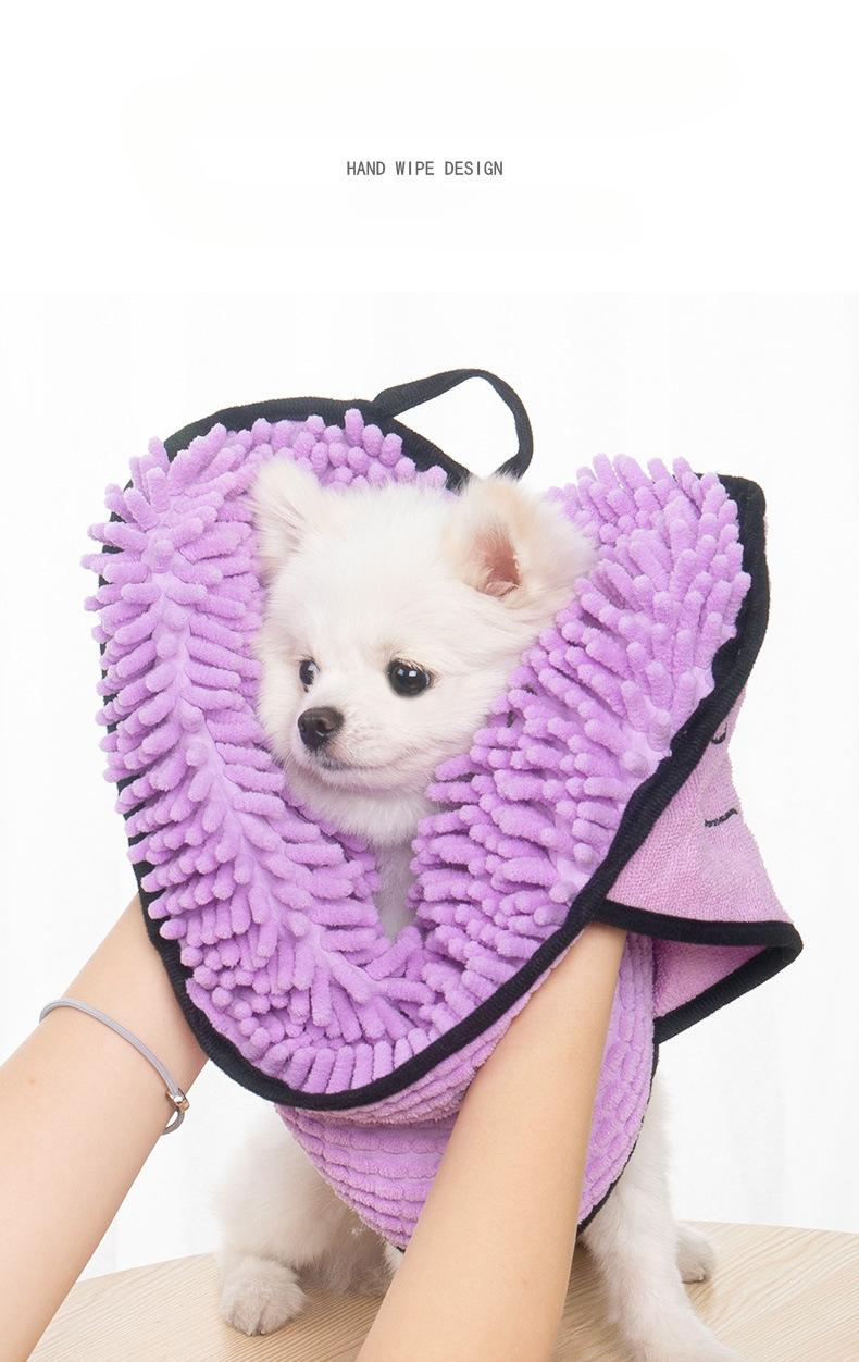 Product Introduction of Soft Dog Bath Robe Towel Quick Dry Pet Towel Fiber Absorbent Cat Bath Towel Convenient Pet Cleaning Washcloth Dog Accessories 3