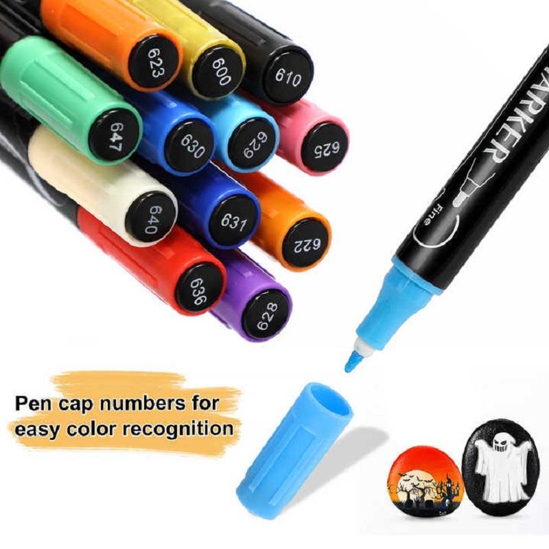 Acrylic Paint Marker Set, 1 Set Waterproof Quick Dry Paint Marker Pen, Art Supplies for Students, Office Stationery & Supplies 4