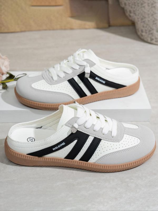 Women's Fashionable Lace Up Sneakers, Casual Breathable Comfortable Sports Slide, Female All-match Round Toe Shoes for Daily Wear, Closed 8