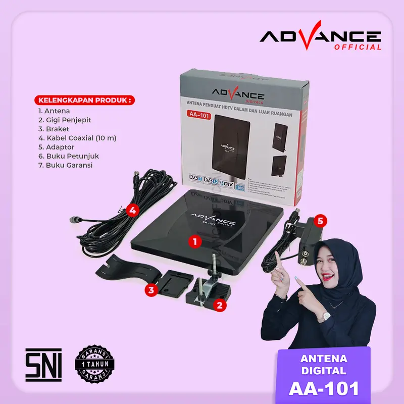 【COD】Advance Antena TV Digital TV tabung dan LED TV Indoor Outdoor AA-101 Dalam Luar AA101 Kabel 2