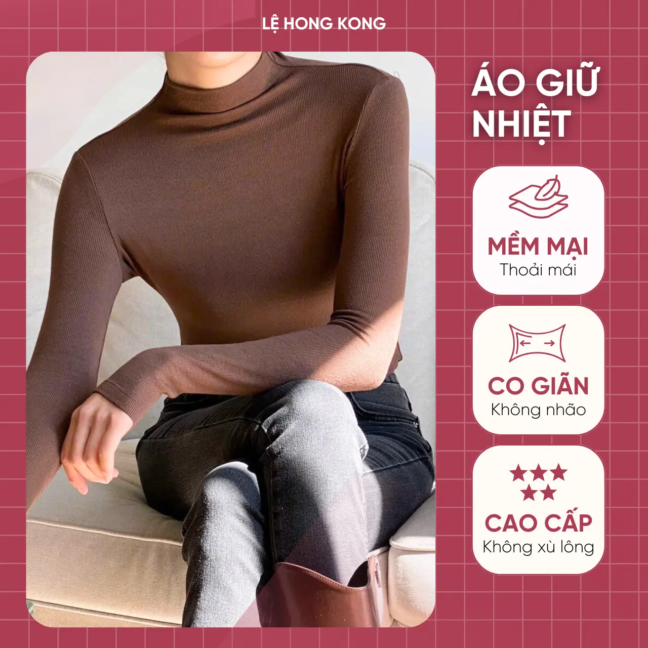 Áo giữ nhiệt Hàn Loại Tăm (Lông Cừu Pha Cotton), 1 size (cho người 40 ~ 75kg mặc vừa) co giãn 4 chiều không bai dão, không sổ lông. Xuất sứ Hàn Quốc