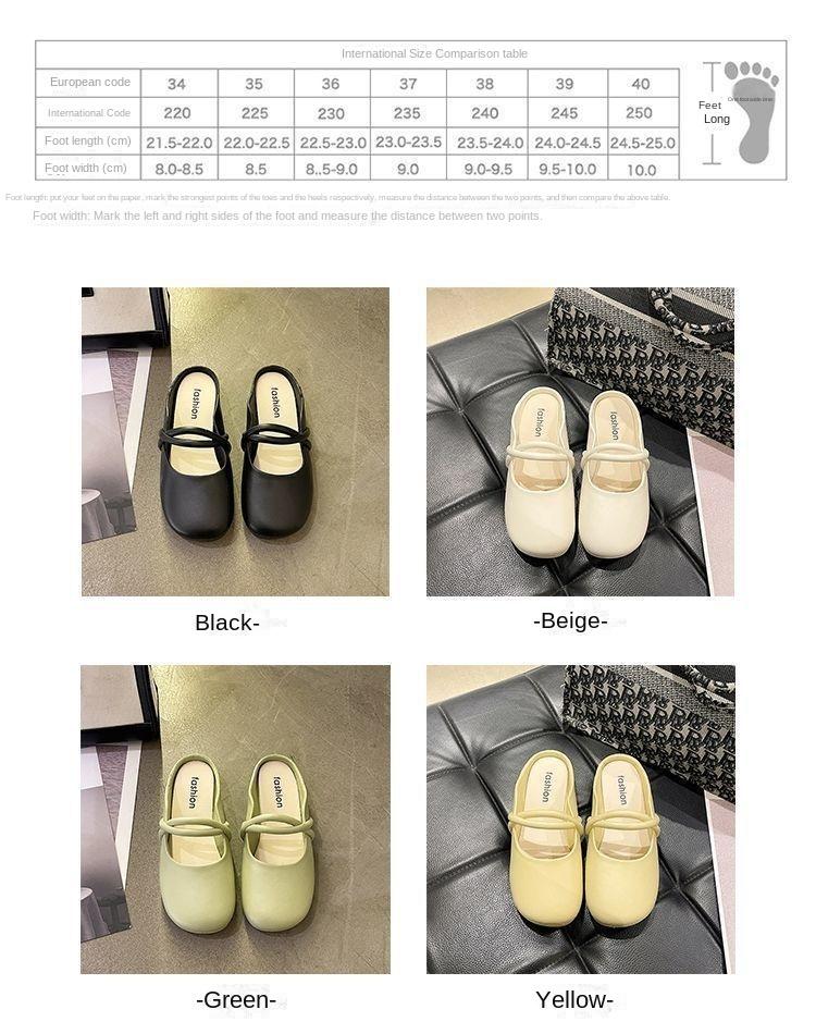 Product Introduction of Women Mules Summer Elegant Square Closed Toe Flat Slippers Female Shoes Casual Leather Black White Slides Plus Size 36-41 Footwear Girl 6