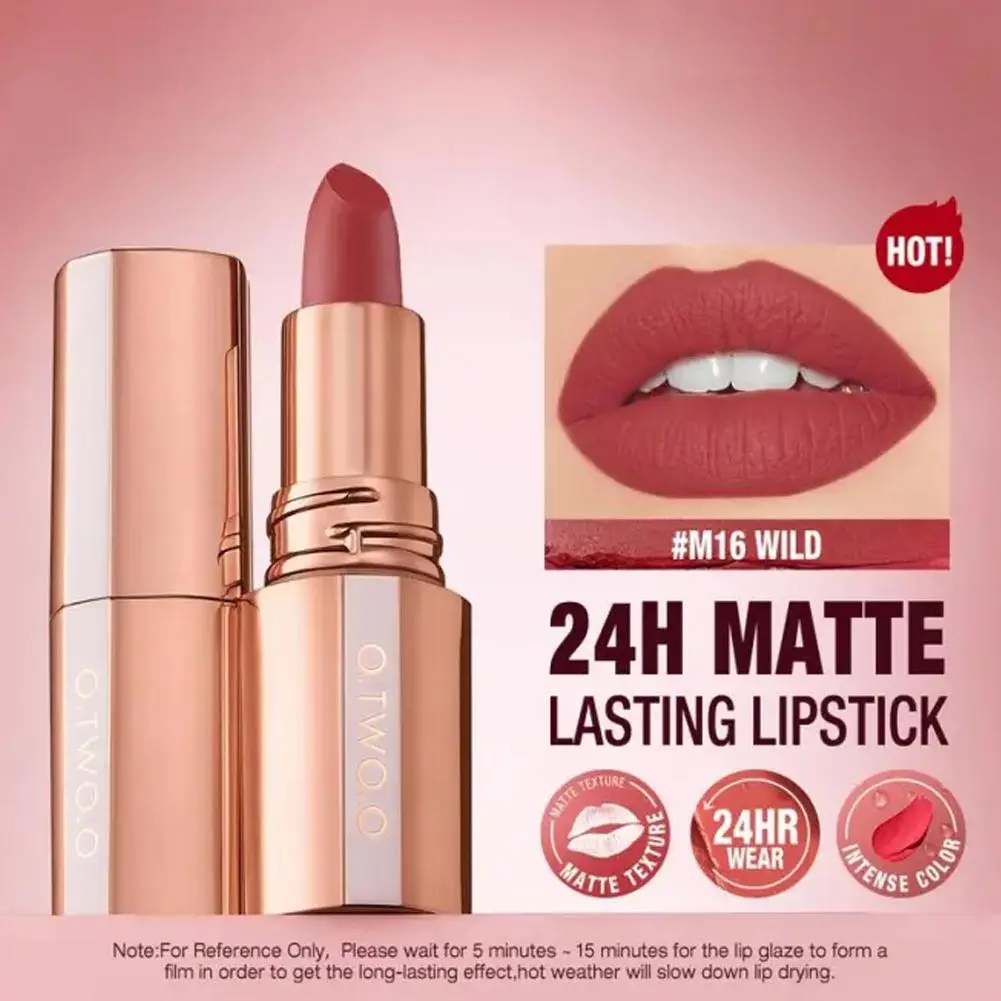 O.TWO.O Matte Lipstick Misty Kiss Lock Color Silky 24H Long Lasting Lip Makeup