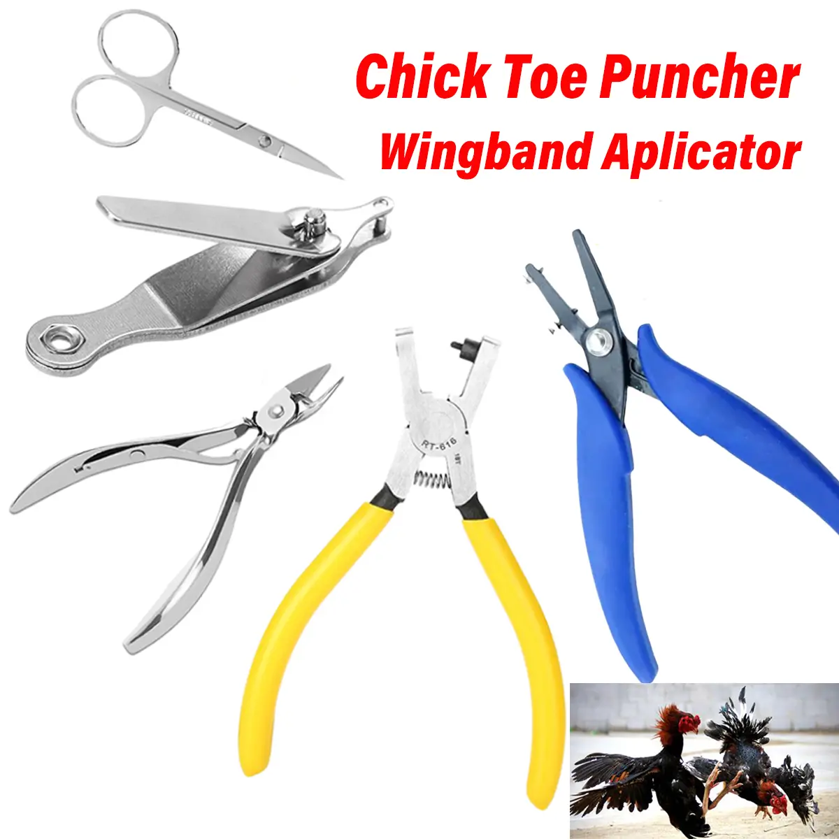 Gamefowl kit Stainless Toe puncher for chicks Wingband plier applicator Chicken feet puncher marker wing  band  puncher