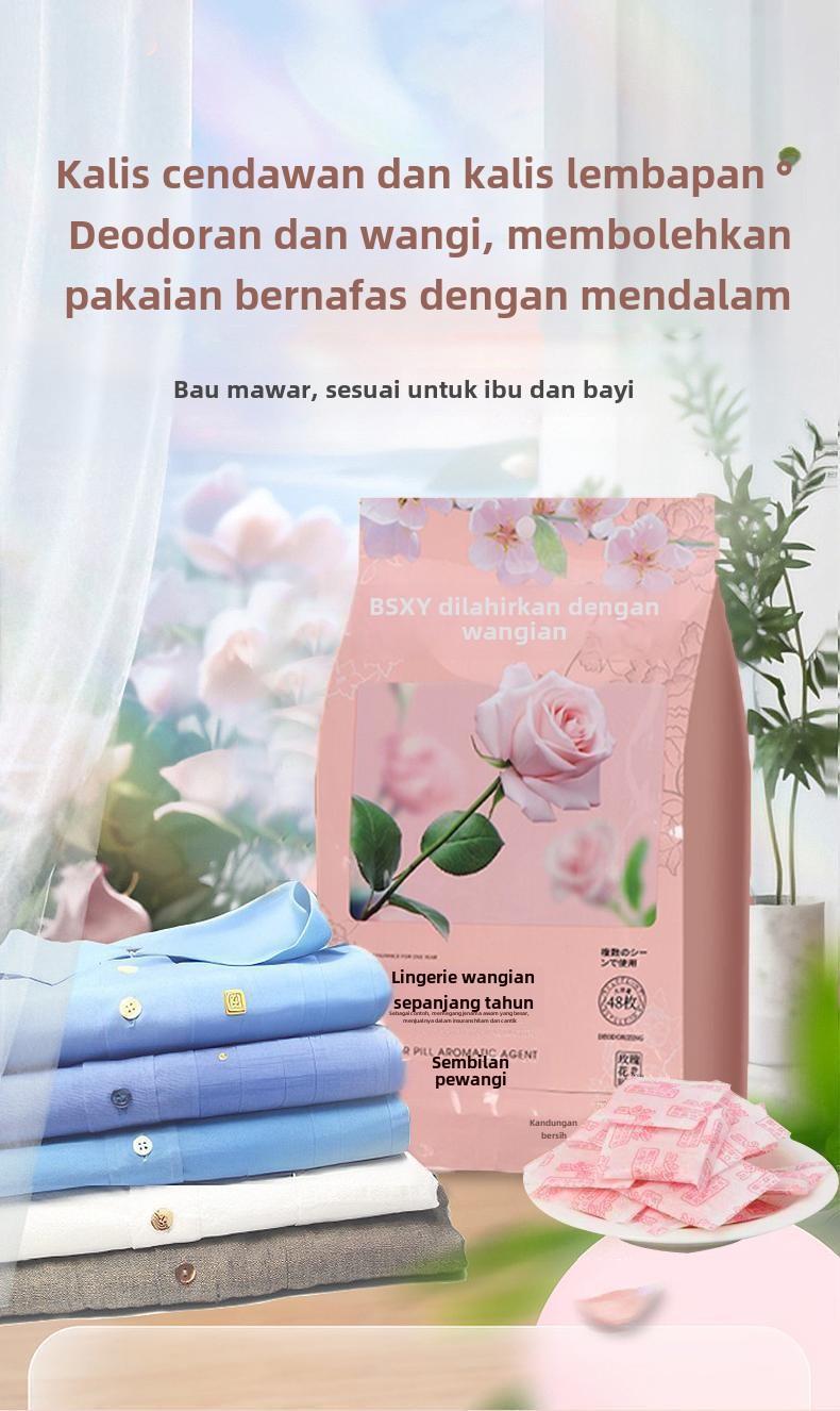Product Introduction of Kapasiti Penyerapan Lembapan, Kalis Cendawan, Penyerap lembapan, Deodoran, Pakej Bebas, Sesuai untuk Almari Pakaian dan Rak Buku, Wangian Bunga, Semua Musim, Penggantian Bola Kamasutra 0