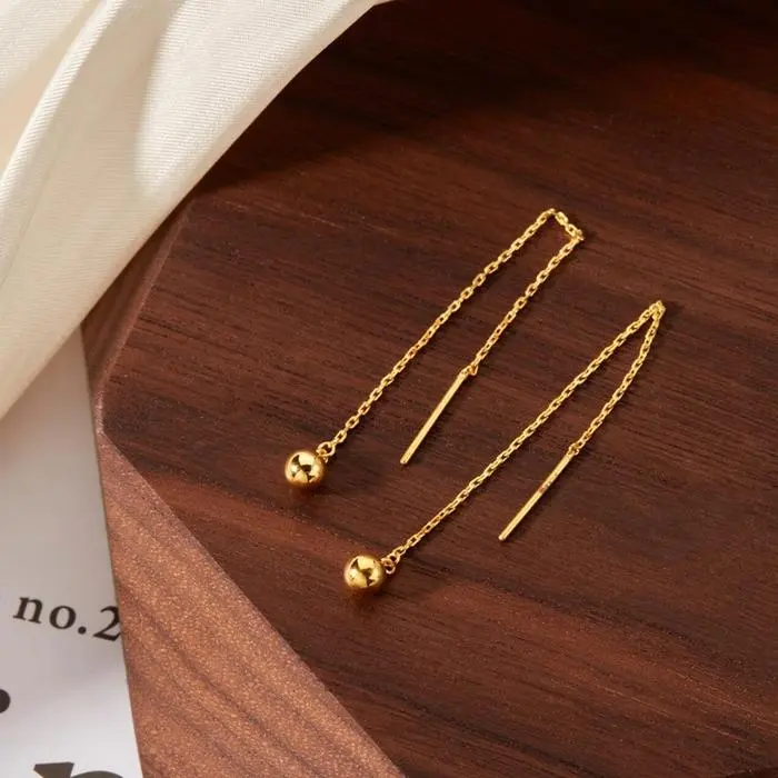 Anting Titanium Drop Model Bola Juntai Anti Karat & Tidak Mudah Luntur - 1190 - GOLD
