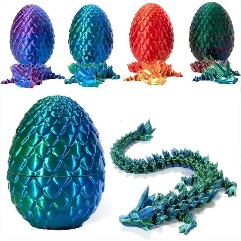 Product Introduction of 1/2PCS 3D Printed Egg with Full Dragon Modle Movable Rotatable Articulated Desktop Ornament Kid Toy 12