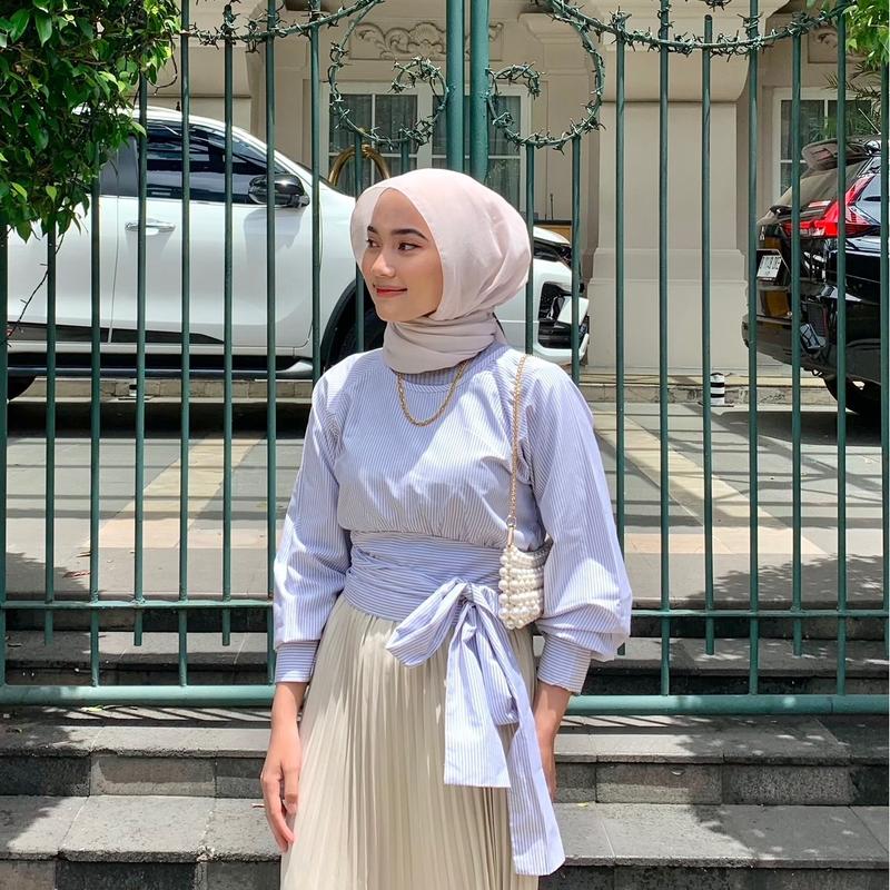 MODEVA - Paloma Stripe Wrap Top / Atasan Pita Salur Wanita 0