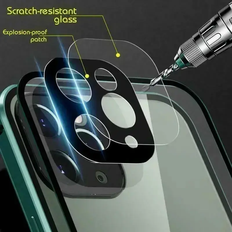 Ốp Kính Khóa Hai Mặt Từ Tính, Chất Liệu Kim Loại, Dành Cho iPhone 16, 15, 14, 13, 12, Pro Max, Plus, Bao Phủ Toàn Bộ 360 °, Ốp Chống Sốc Bảo Vệ 3