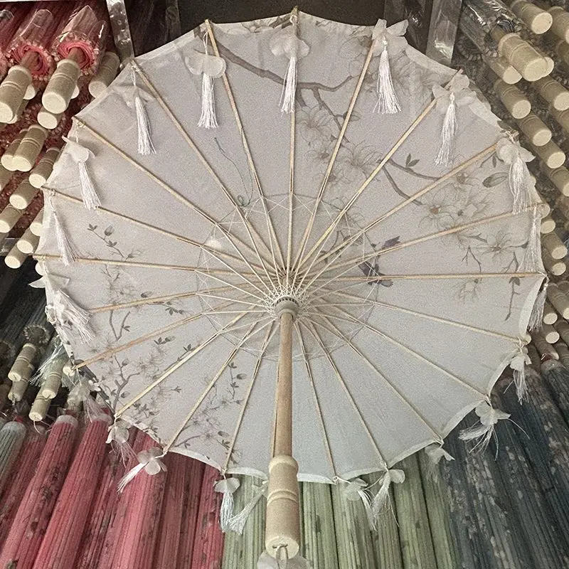 Ô Giấy Dầu, Phong Cách Cổ Trang Hanfu, Ô Tua Rua Khiêu Vũ, Ô Cánh Hoa In Hình, Đạo Cụ Chụp Ảnh Trang Trí, Ô Cổ Điển Catwalk, Năm 2025