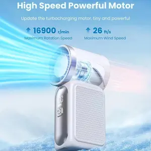 Mini Super Kencang Kipas LED Angin Tangan Genggam Turbo Dengan Daya 100gigi Strong Wind Fan Tahan Lama Yang Dapat Disesuaikan Alat Penurun Suhu Musim Panas