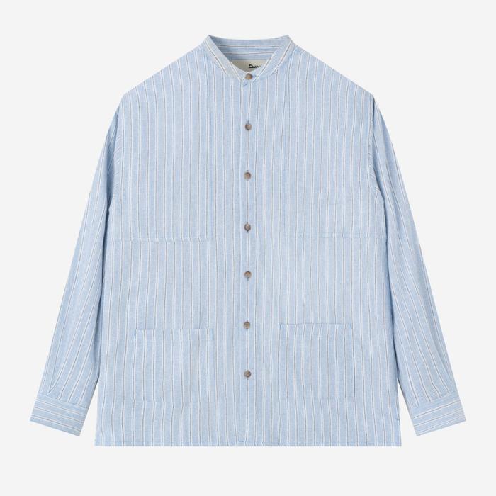 Gambar Baju Muslim Duha Muslimwear - Baraa Shirt Long Sleeve - Blue Stripe dari Duha Muslim Wear Kota Tangerang Tokopedia