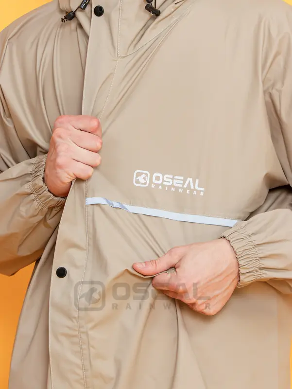 Jas Hujan OSEAL Full Seal Raincoat Mantel Pria Wanita Dewasa Shine Series Cream 5