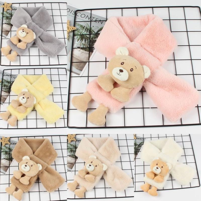 Product Introduction of Soft Cartoon Bear Winter Scarfs Neck Protection Cute Plush Neckscarf Neck Accessories Warm Children's Scarf for Boys Girls 16