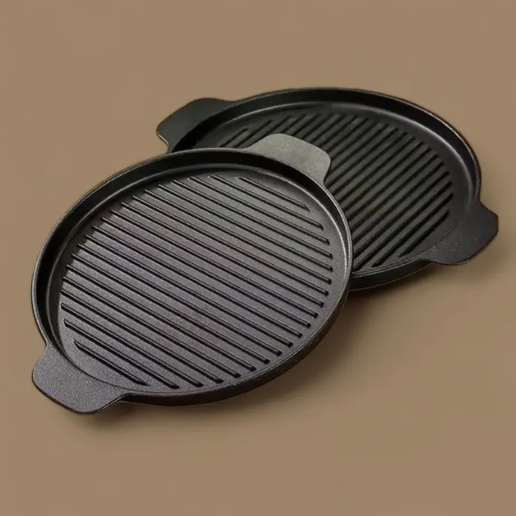 SIÊU RẺ- Chảo Gang Nướng Thịt,Chiên Bò Bít Tết Chống Dính Vân Sóng Chống Dính Cao Cấp 24CM chảo dầu 0