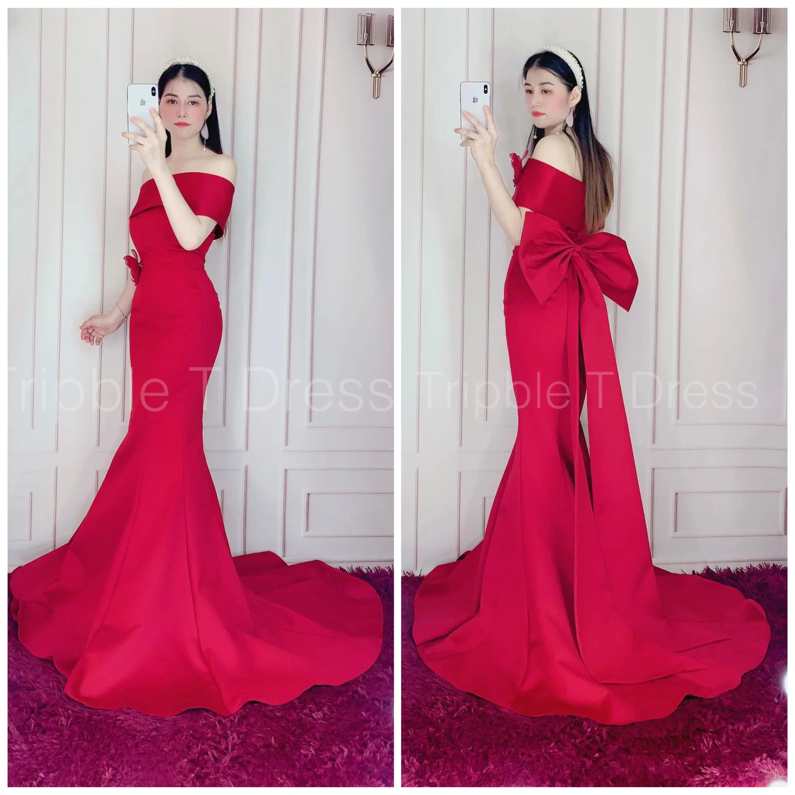 Đầm body đuôi cá TRIPBLE T DRESS mặc cưới mặc được 4- 5 kiểu - size S/M/L - MS163Y