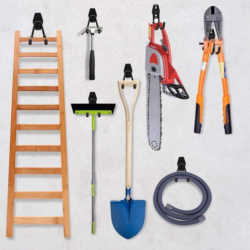 Garage Hooks, 4 Counts/set Wall Mounted Garage Storage Hooks, Storage Organizer for Organizing Garden Lawn Tools, Ladders, Bulk Items, Bikes, Ropes, and More Equipment 0