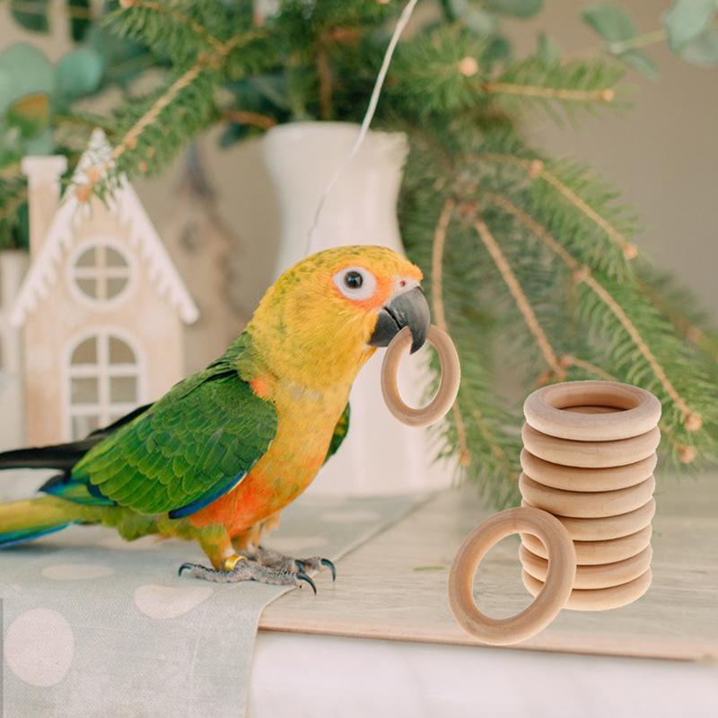 10Pcs Pet Bird Parrot Intelligence Toys Natural Wooden Ring Parrot Training Toy Chew Bite Toys For Budgies Parakeet Growth Toy Bird Supplies DIY Accessories Home Decoration #436669 2