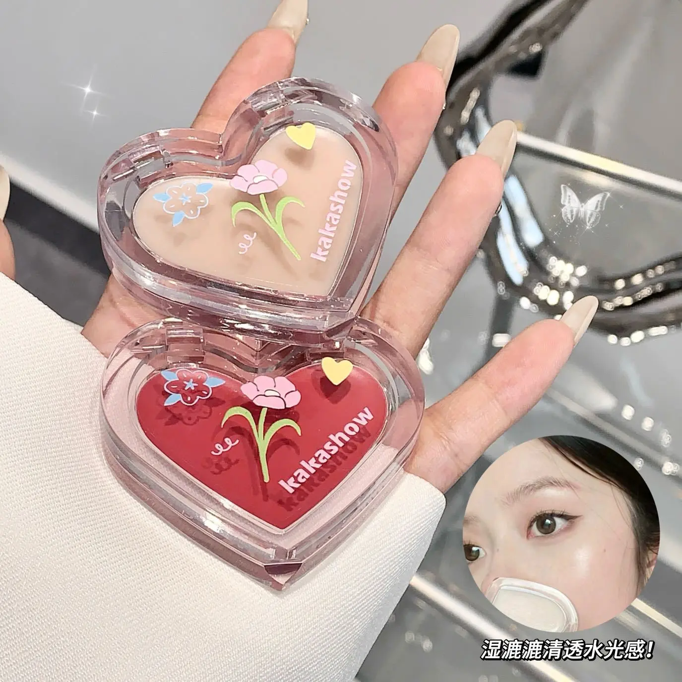 Kakashow Multi-Purpose Water Light Cream Blush Lipstick Dual-Use Highlight Brightening Moisturizing Clear Swelling Color Melting Skin Rouge Makeup Moisturizer Cosmetic Moisture