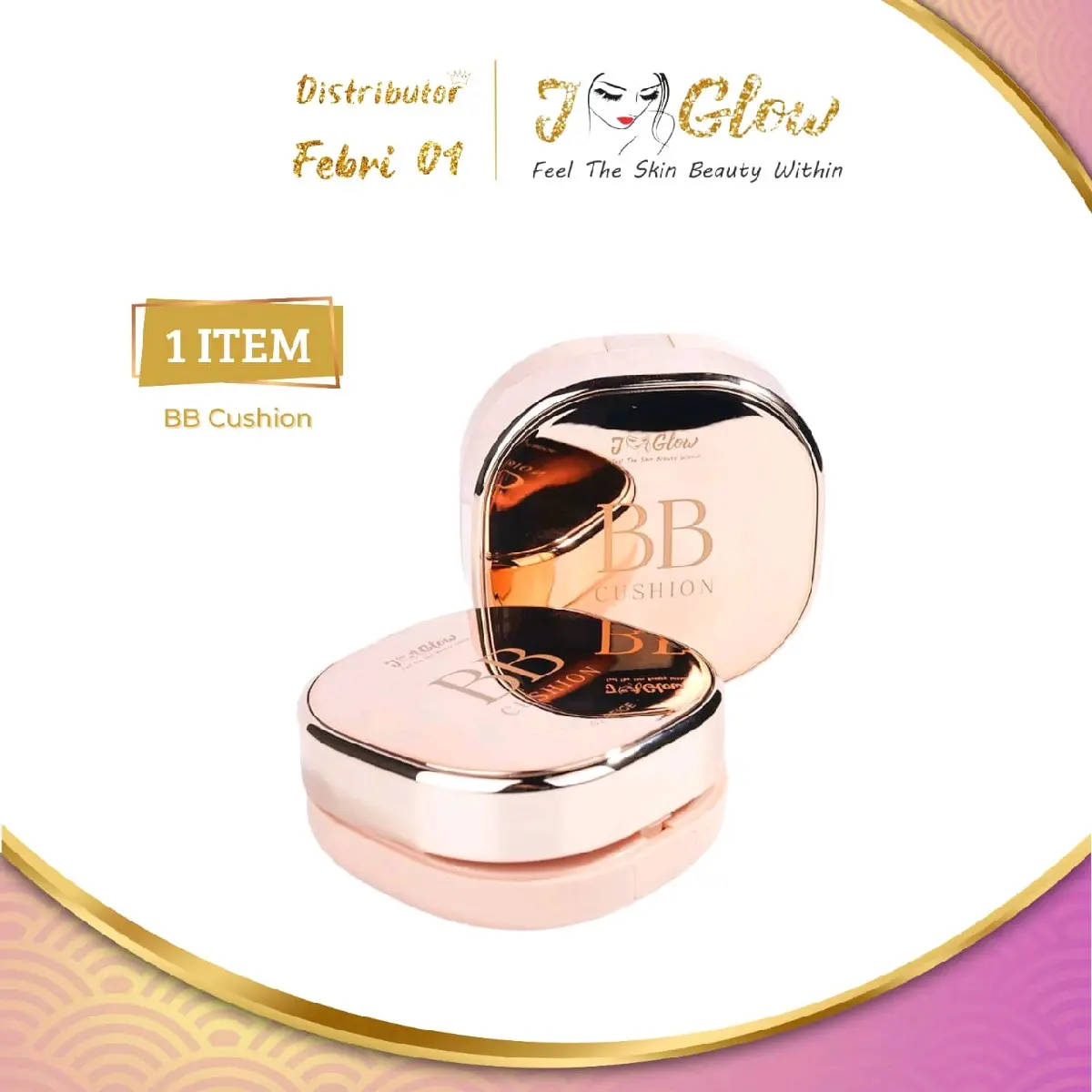 Jglow Skincare  BB  cushion power stay Tahan Lama High Coverage Medium Coverage Kuning Blemish